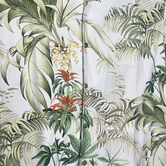 Tommy Bahama Green/creams Palms Silk Short Sleeve Button Down Hawaiian Shirt XL - Picture 2 of 7